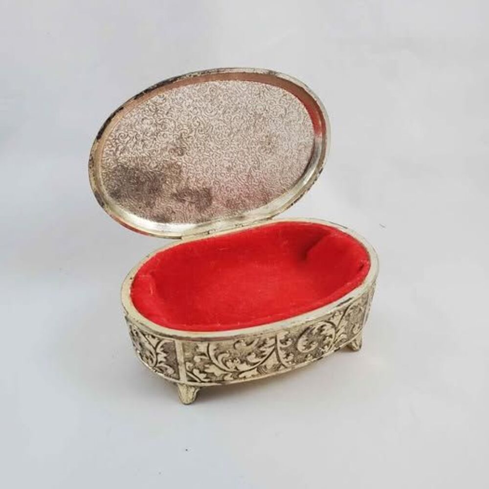 Vintage Footed Jewelry Box Metal